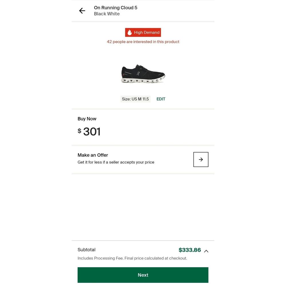 Size 11.5 - On Running Cloud 5 Black White - 59.98919 - RETAIL $335 - Picture 9 of 9